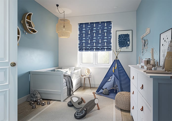 Blast Off, Celestial Blue - Motorised Roman Blind - Image 6